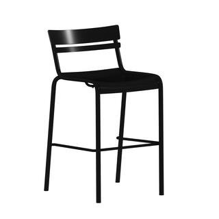 30.25 in Black Metal Outdoor Bar Stool | The Home Depot