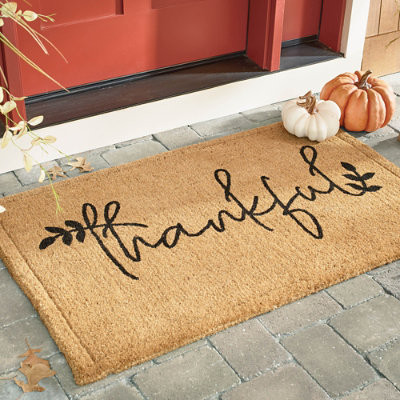 Script Thankful Coir Door Mat - Grandin Road | Grandin Road