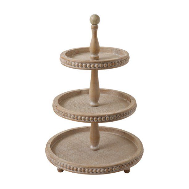 3R Studios Round 3-Tier Decorative Wood Tray | Walmart (US)