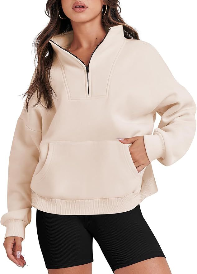 ANRABESS Womens Sweatshirts Long Sleeve Oversized Fleece Half Zip Crop Hoodies Teen Girls Y2K Fal... | Amazon (US)