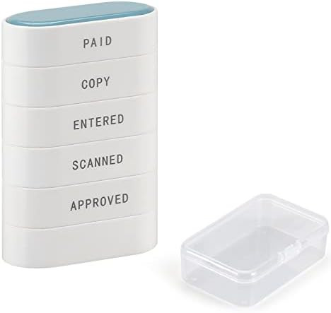 5-in-1 Office Stamp Set - Pre-Inked Rubber: Paid, Copy, Entered, Scanned, Approved - Red-Ink Impr... | Amazon (US)