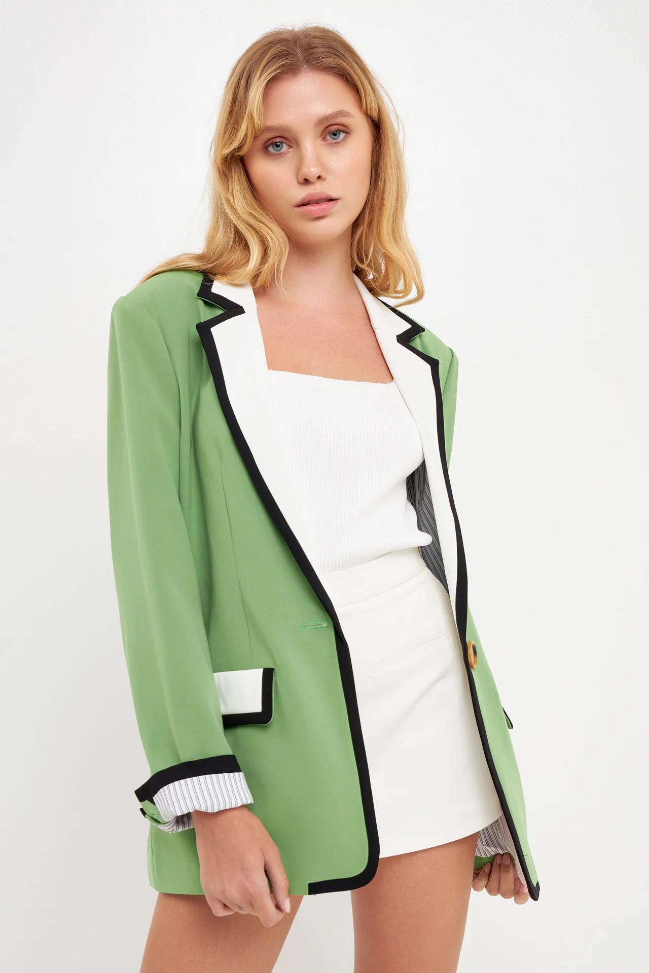 Color Block Single Button Blazer | OBJECTRARE