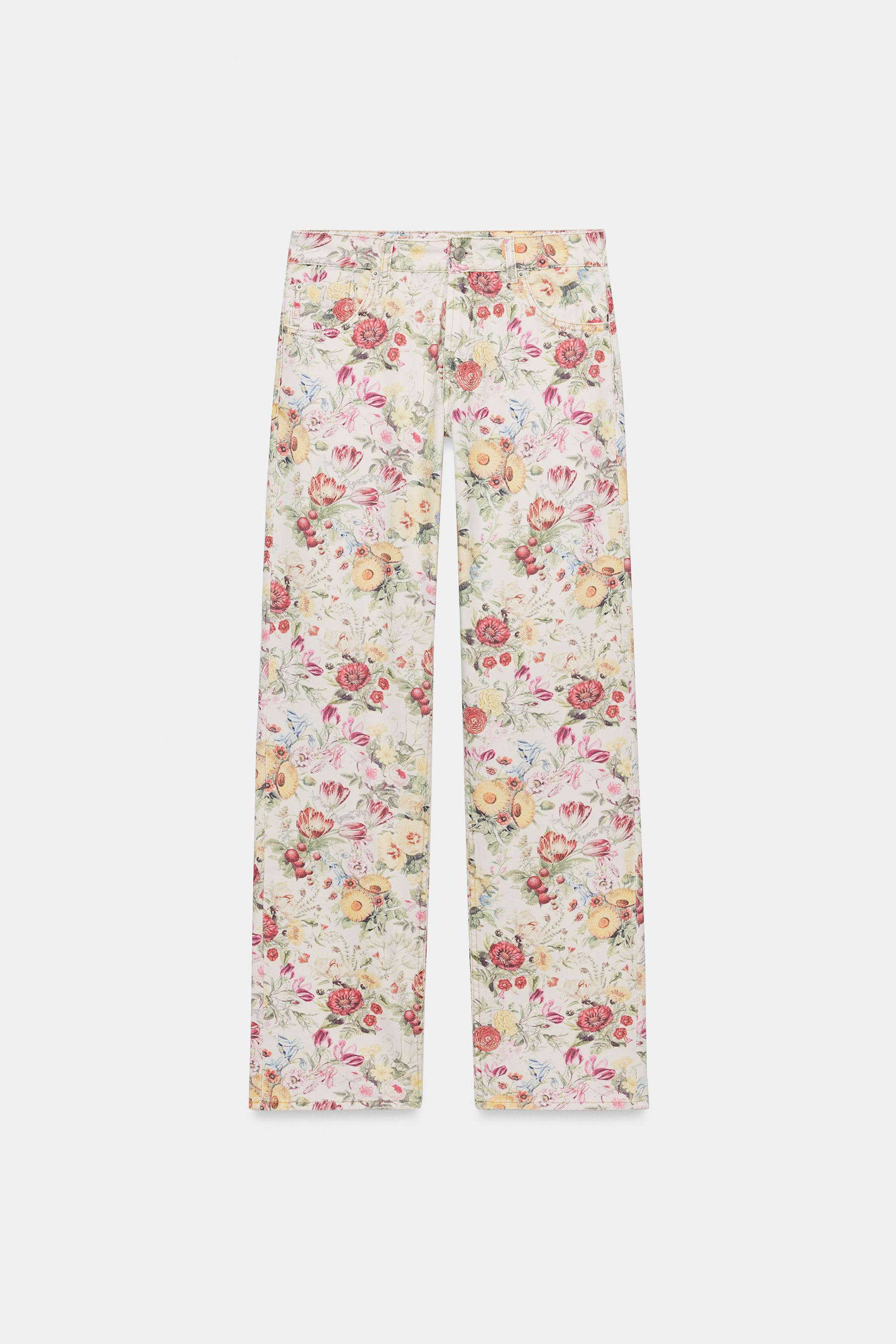 TRF FLORAL PRINT STRAIGHT JEANS | Zara US