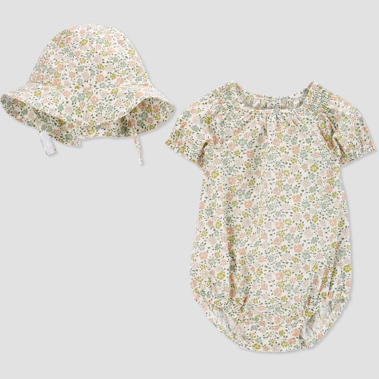 Carter's Just One You® Baby Girls' Ditsy Floral Bodysuit & Hat Set - Green | Target