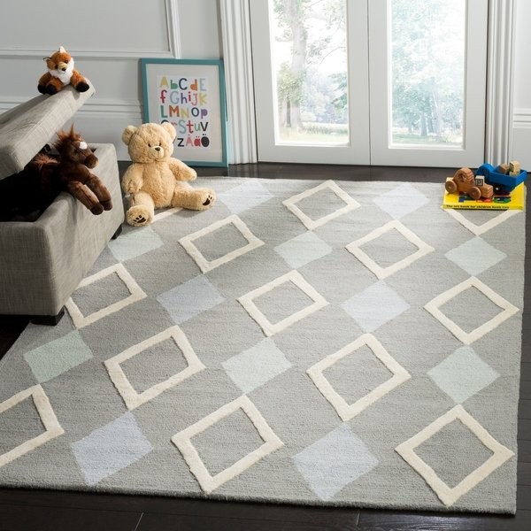 Safavieh Kids Transitional Geometric Hand-Tufted Wool Grey/ Multi Area Rug - 5' x 7' | Bed Bath & Beyond