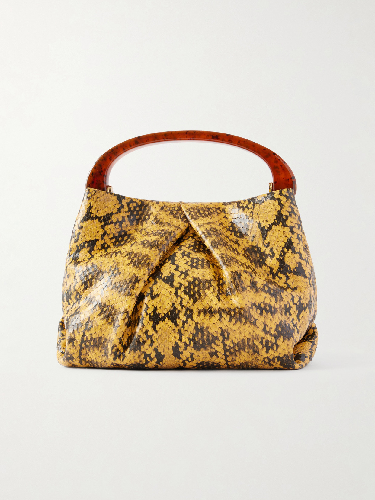 Dries Van Noten - Snake-effect Leather Clutch - Yellow | NET-A-PORTER (US)