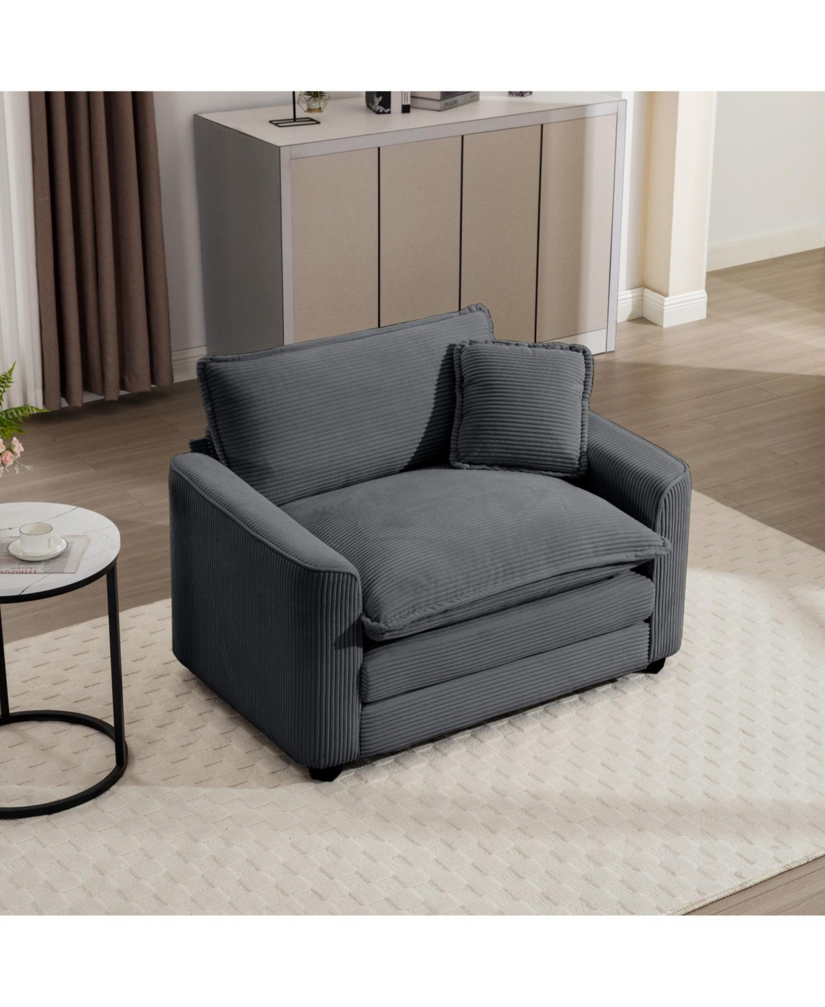 Streamdale Furniture Grey Corduroy Deep Seat Chair with Pillow - Grey | Macy's