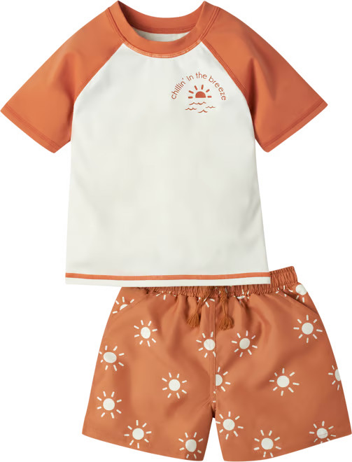Modern Moments by Gerber Baby and Toddler Boys Short Sleeve Rash Guard and Swim Trunks Set with U... | Walmart (US)