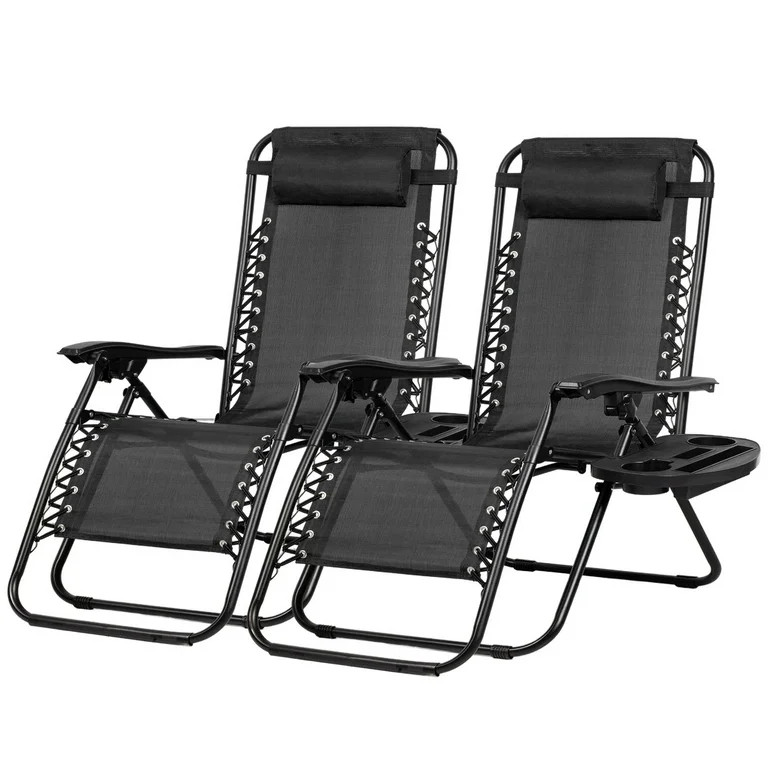 Nazhura Set of 2 Relaxing Recliners Patio Chairs Adjustable Steel Mesh Zero Gravity Lounge Chair ... | Walmart (US)
