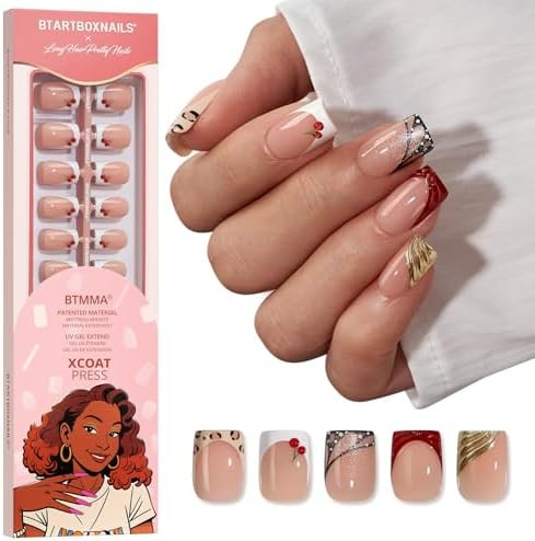 BTArtboxnails X LONGHAIRPRETTYNAILS Press On Nails - Autumn Muse, 5 Designs Mix Match Short Squar... | Amazon (US)