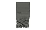 Creative Co-Op 50" L x 60" W Woven Cotton Crochet & Fringe Throw, Charcoal | Amazon (US)