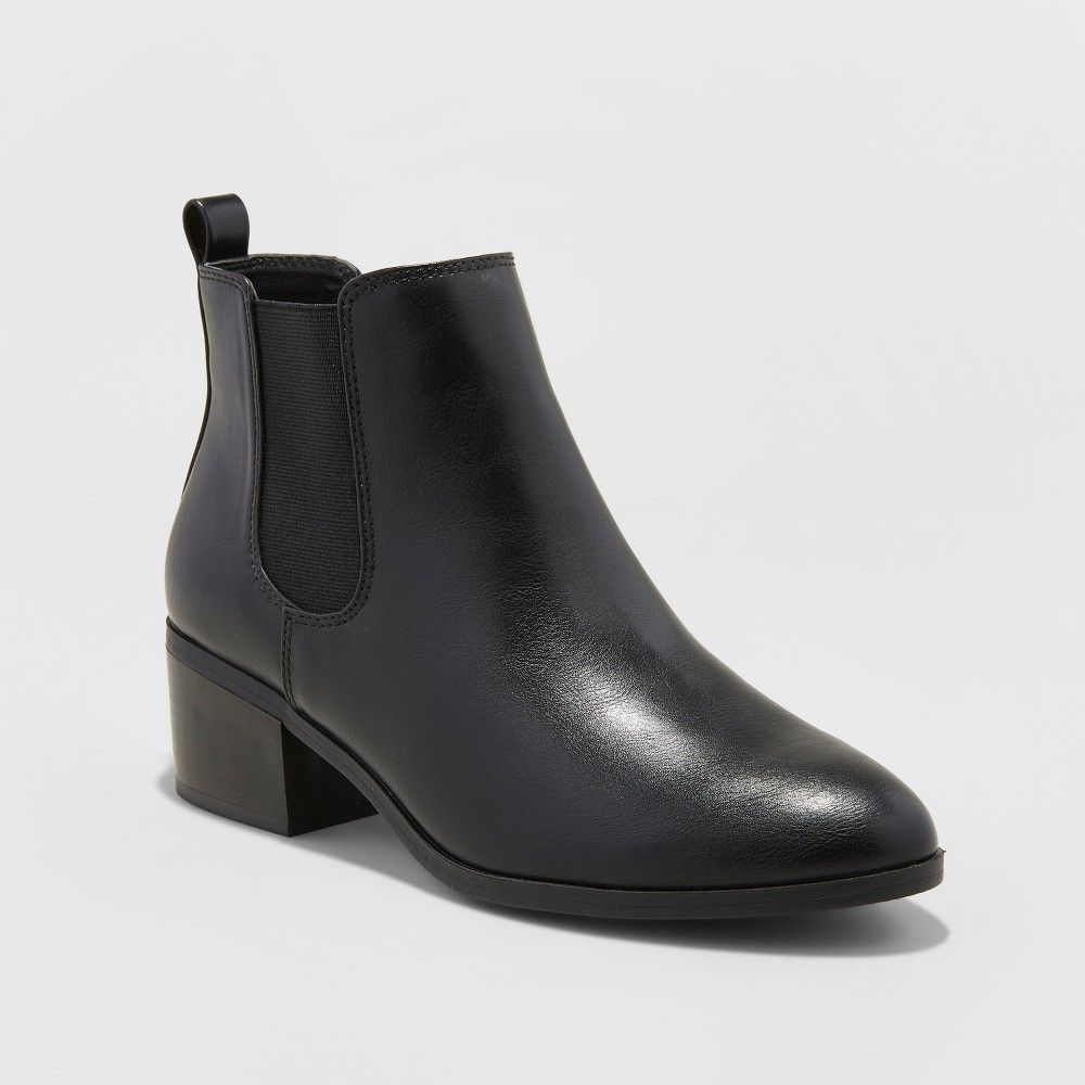 Women's Ellie Wide Width Chelsea Boots - A New Day Black 9.5W, Size: 9.5 Wide | Target