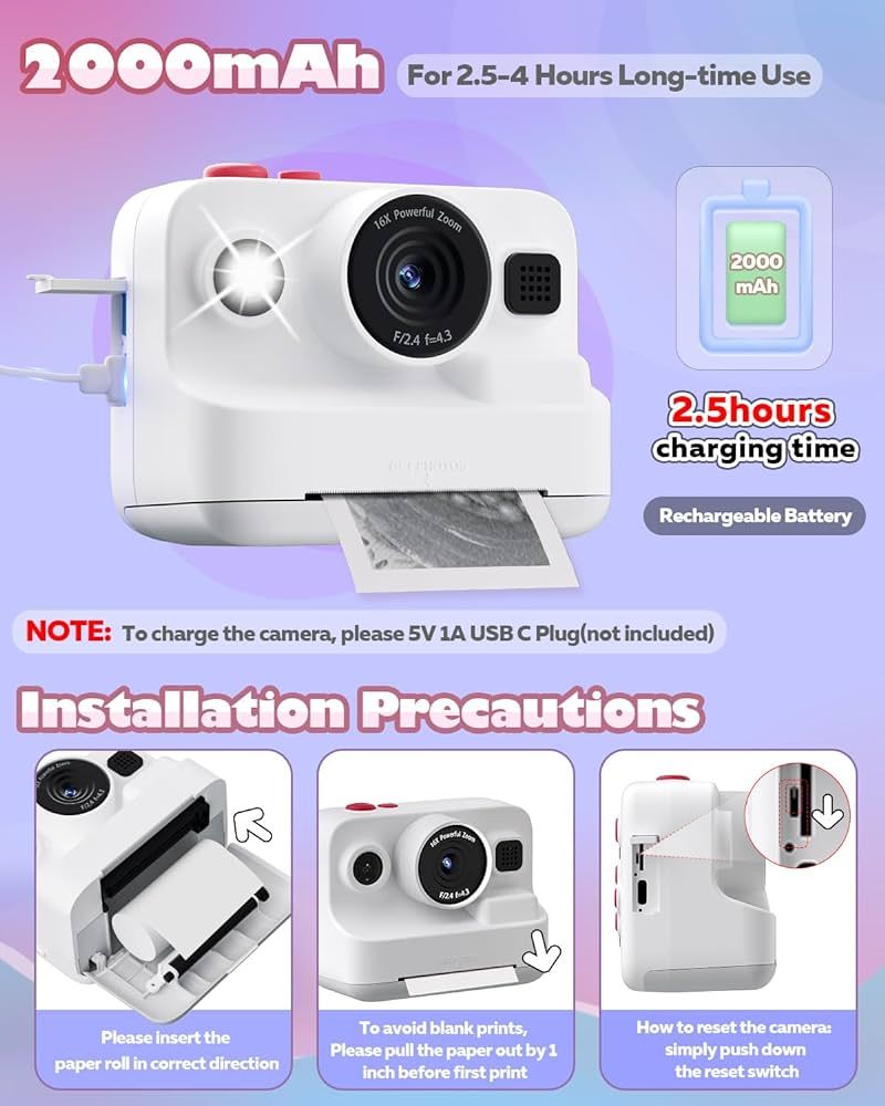 Kids Camera Instant Print, MEETRYE Instant Print Camera for Kids 4-14 Year Old, Christmas Birthda... | Amazon (US)