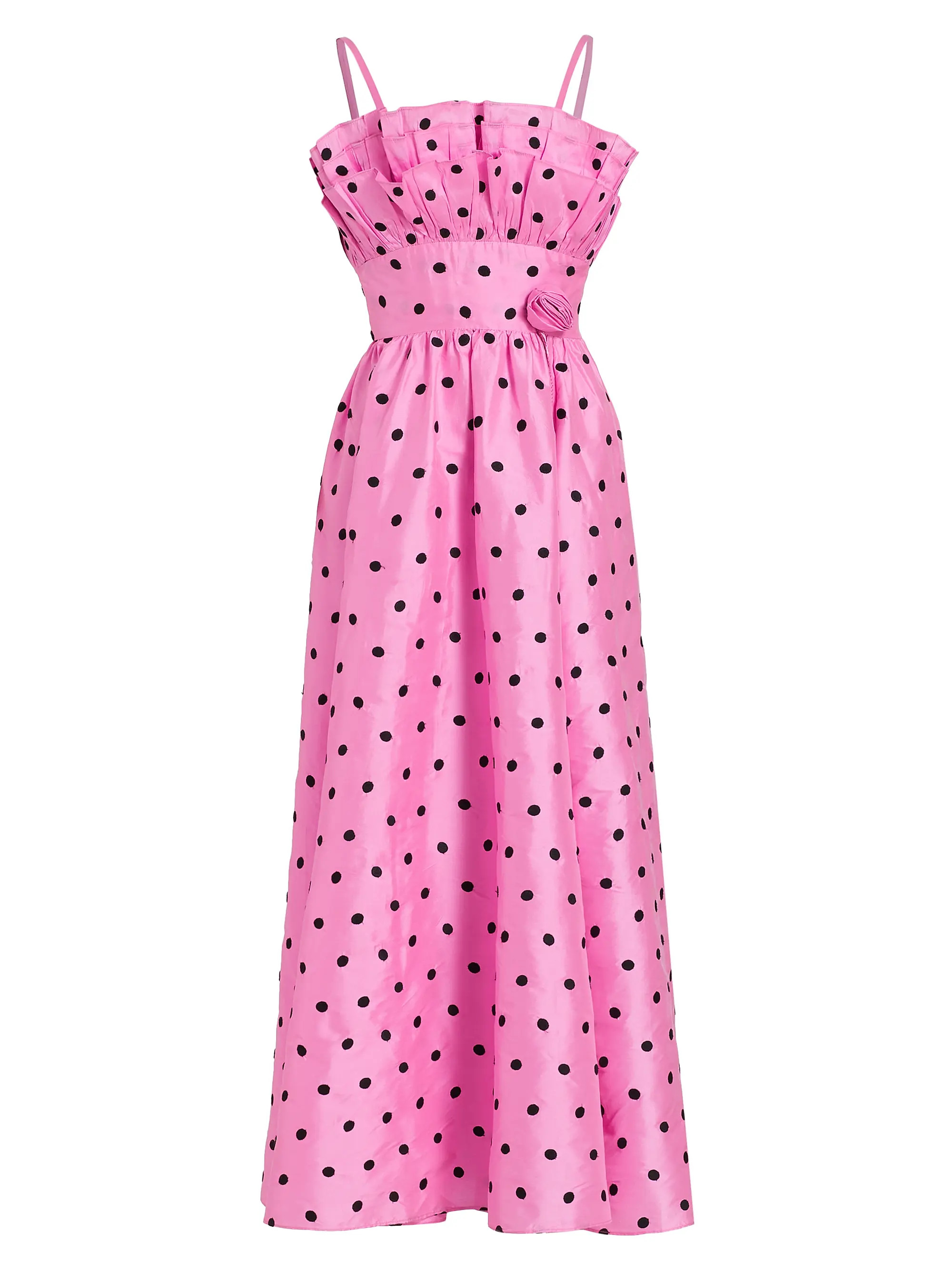 Shop Batsheva Amara Cotton Polka-Dot Ruffled Midi-Dress | Saks Fifth Avenue | Saks Fifth Avenue