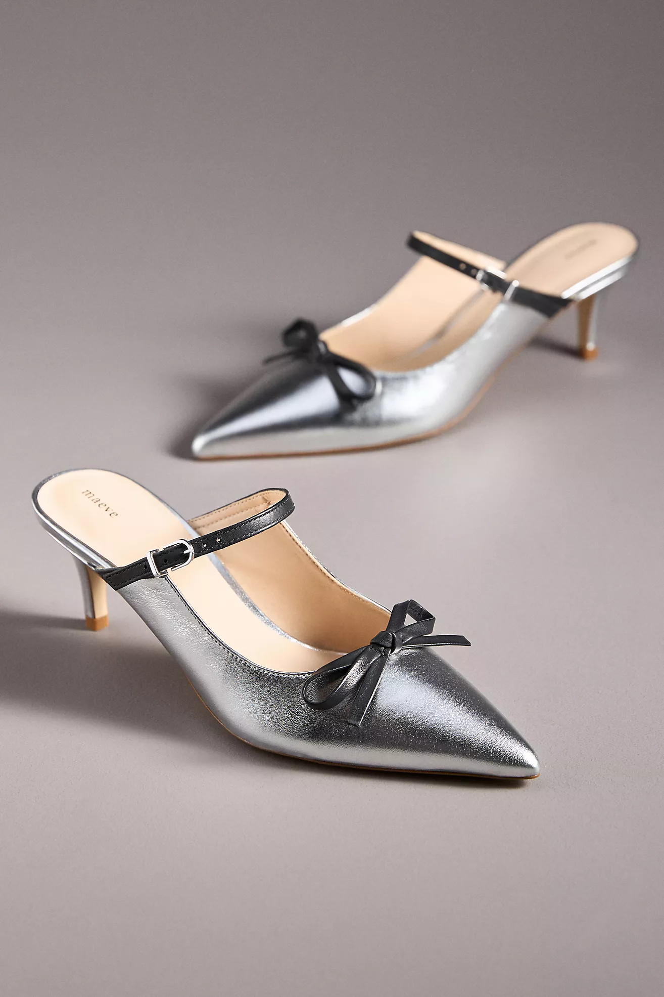 Maeve Bow Kitten-Heel Mules | Anthropologie (US)