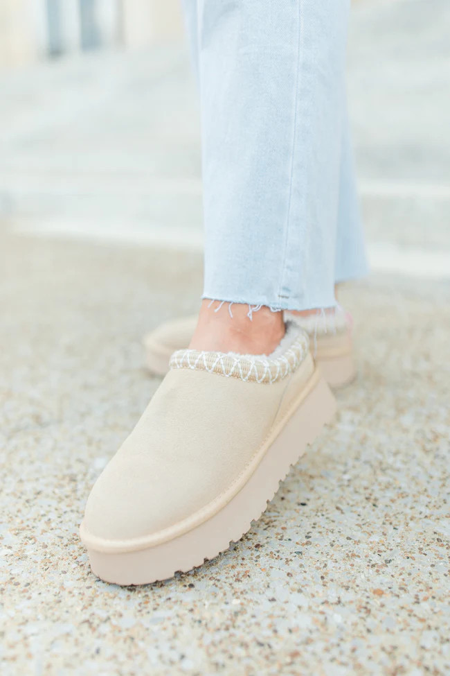 Sydney Light Beige Platform Slip-On Bootie | Pink Lily