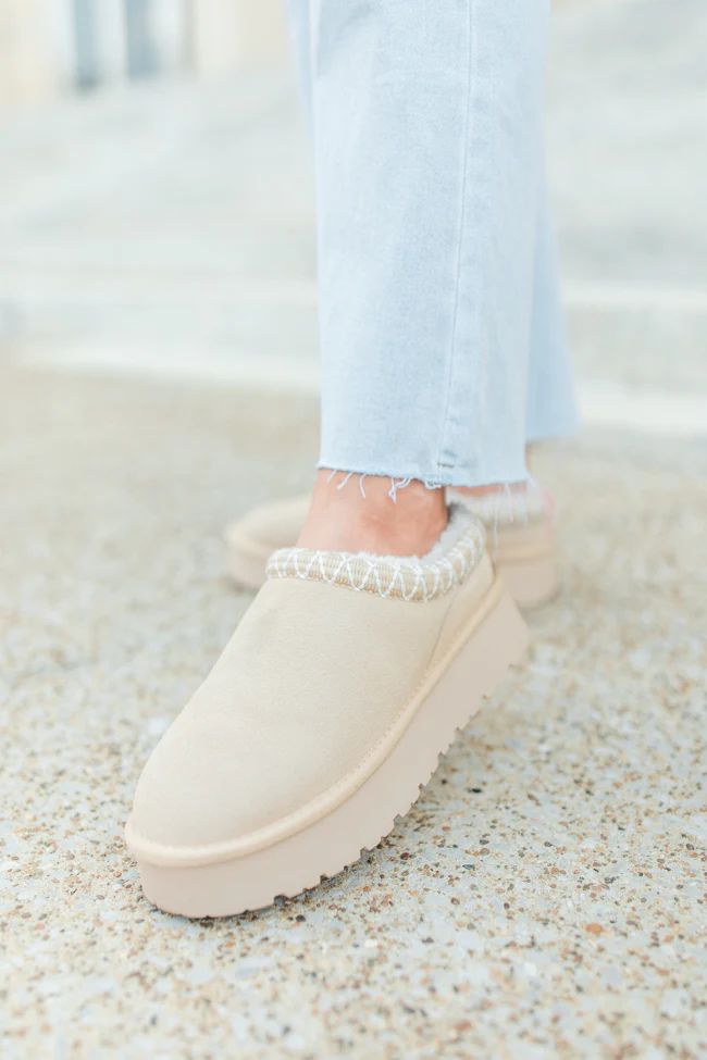 Sydney Light Beige Platform Slip-On Bootie SALE | Pink Lily