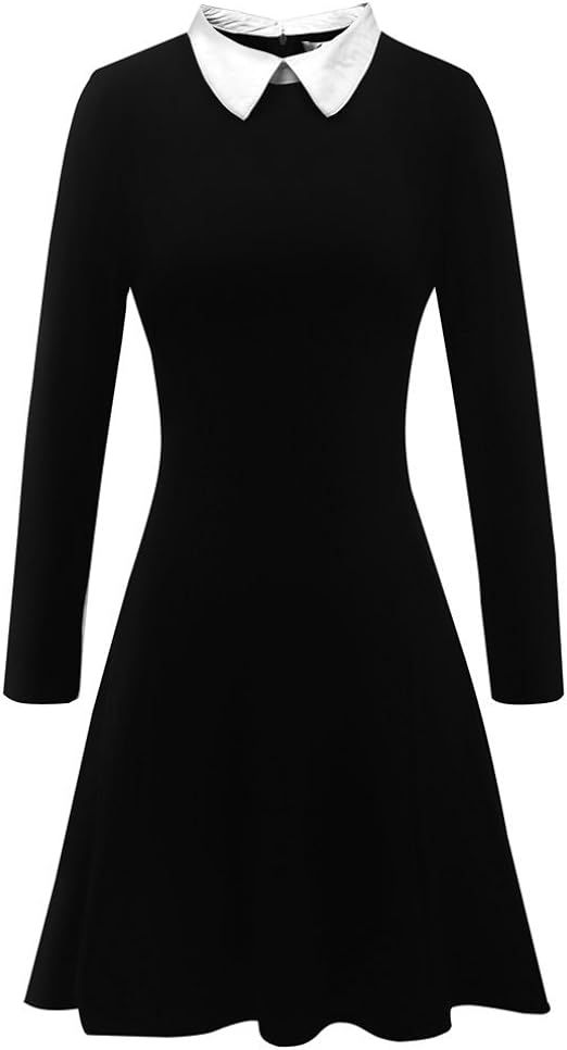 Aphratti Women's Long Sleeve Casual Peter Pan Collar Fit and Flare Skater Dress | Amazon (US)