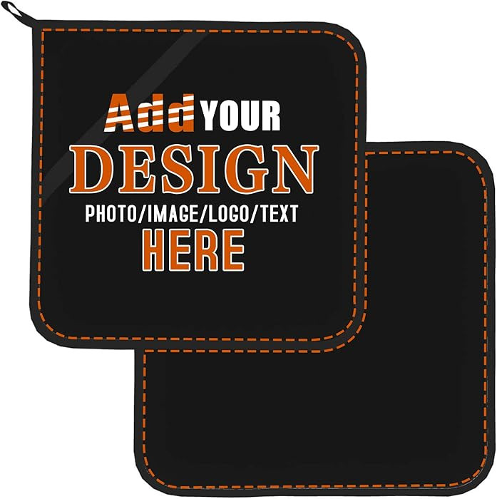 Custom 2PCS Pot Holders Set for Kitchen Personalized Your Own Image Photo Logo Text Heat Resistan... | Amazon (US)