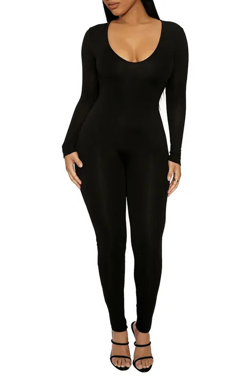 Naked Wardrobe All Body Long Sleeve Catsuit in Black at Nordstrom, Size Medium | Nordstrom