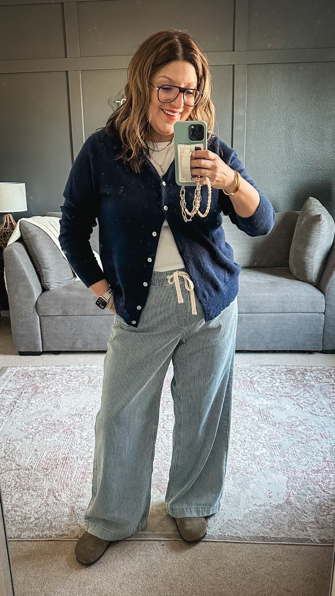 Today’s ootd. 
Quince cardigan (XL), GAP Factory pull on jeans (L), Abercrombie tee (L), Birkenstock clogs  

#LTKMidsize #LTKSaleAlert #LTKOver40