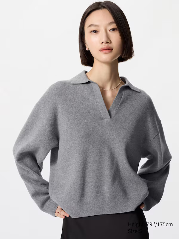 Smooth Cotton Relaxed Polo Sweater | UNIQLO (US)