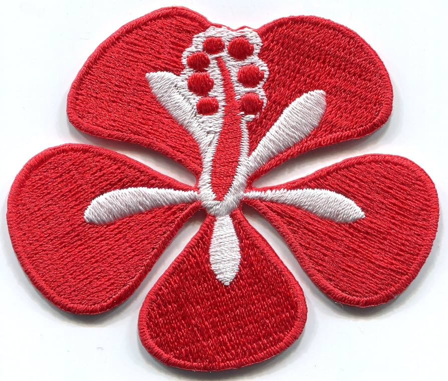 Hawaiian Rose red Hibiscus Flower Hawaii Embroidered Applique Iron-on Patch S-1528 | Amazon (US)