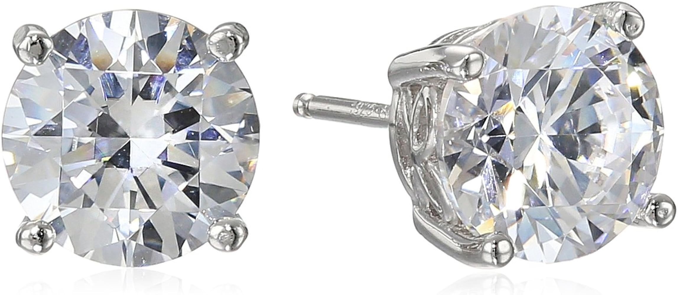 Platinum or Gold Plated Sterling Silver Round-Cut Stud Earrings made with Infinite Elements Zirconia | Amazon (US)