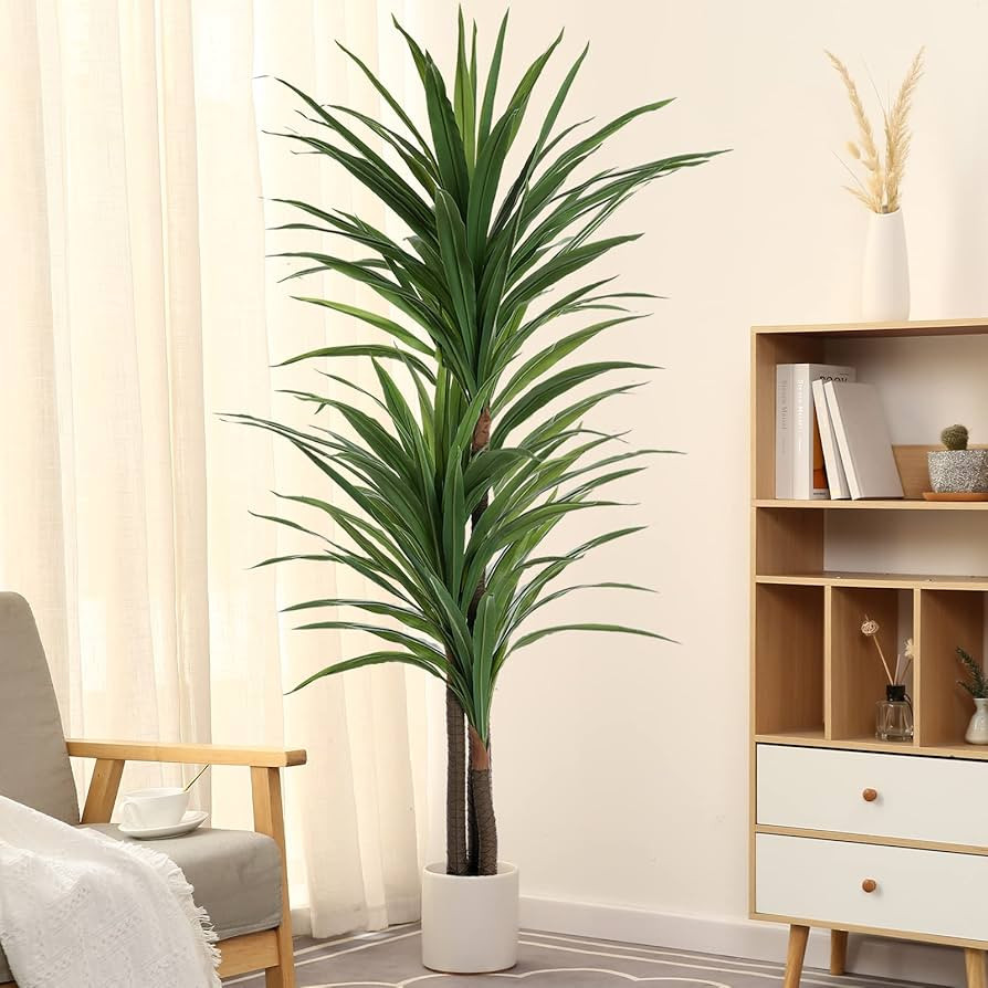 FLOWORLD Dracaena Silk Plant Corn Stalk 6ft Tall Faux Plants Indoor Large Fake Plants Potted Yucc... | Amazon (US)