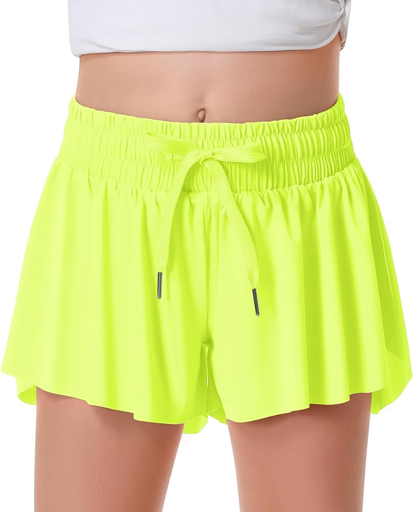 Girls Flowy Shorts Butterfly Shorts for Kids with Pocket 2-in-1 Athletic Shorts Running Shorts fo... | Amazon (US)