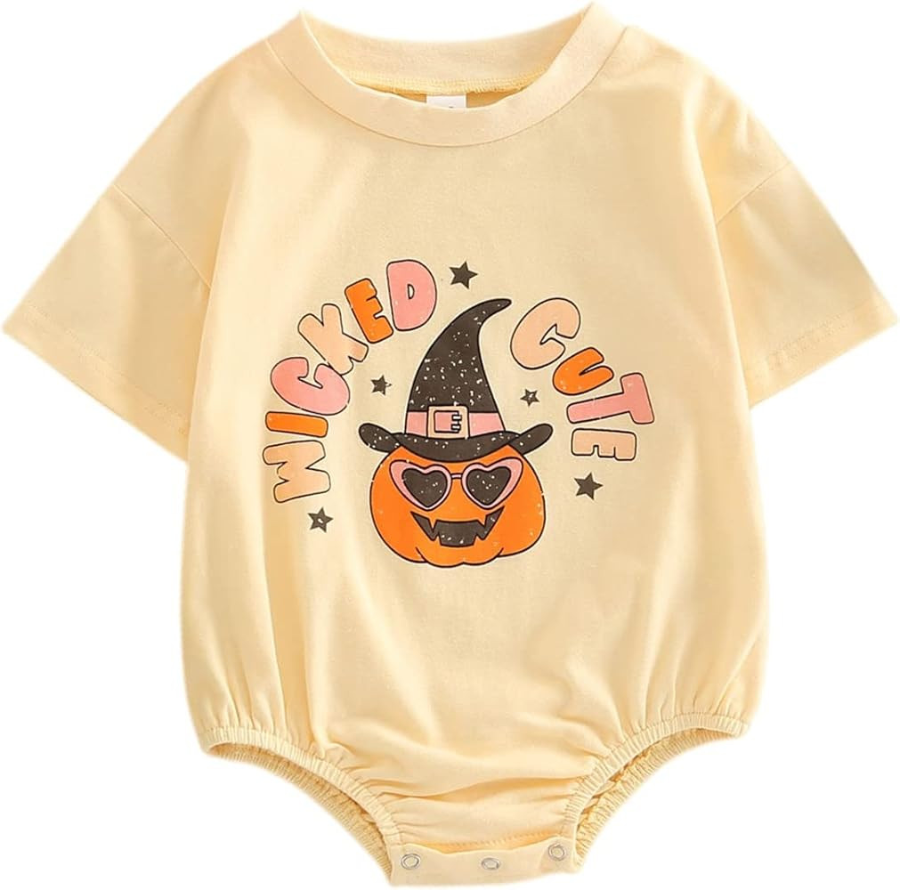 Baby Boy Girl Halloween Outfit Spooky Babe Romper Bubble Sweatshirt Onesie Cute Long Sleeve Hallo... | Amazon (US)