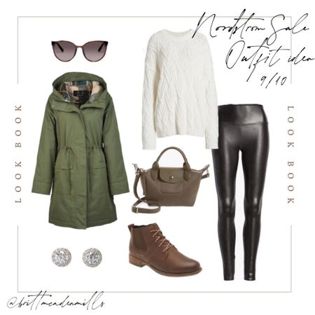 Nordstrom Anniversary sale outfit ootd idea. The olive green jacket with the ultra popular spanx faux leather leggings and chunky oversized sweater. Pair with some fun accessories  like sunglasses and sparkly earrings 

#LTKBacktoSchool #LTKSeasonal #LTKxNSale