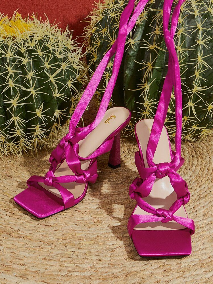 Knot Decor Heeled Strappy Sandals | SHEIN