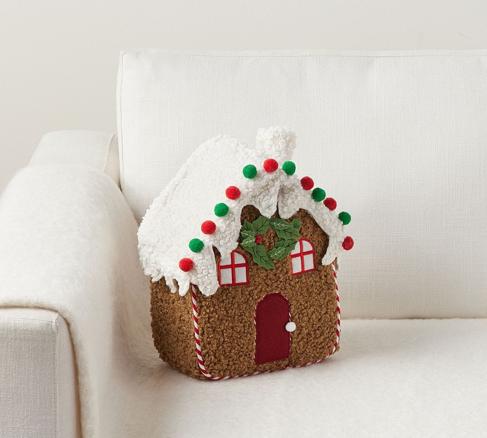 Decorated Gingerbread House Shaped Pillow | Pottery Barn (US)
