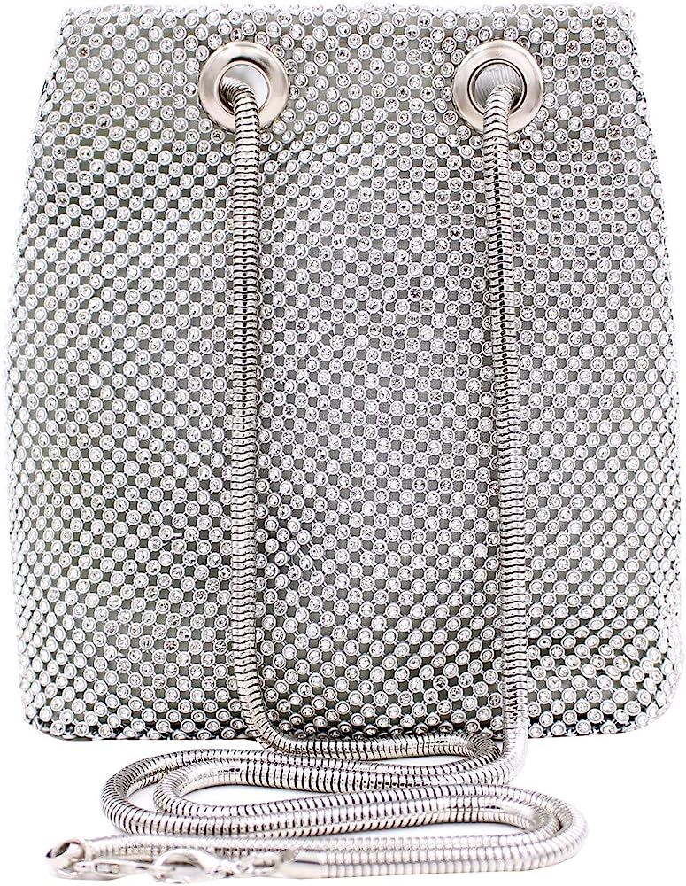 Vgift Luxury Full Rhinestone Bucket Bag, Bling Evening Bag Purse for Women | Amazon (US)