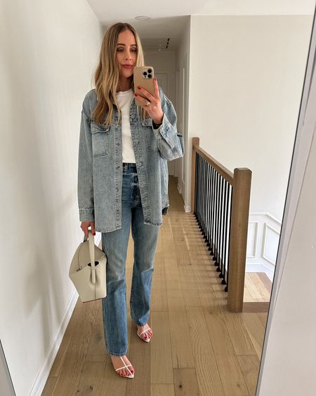 Denim shacket on sale!! 
2024 Spring Capsule Wardrobe #springfashion #capsulewardrobe #springoutfit #springcapsule #denimshacket #whitesandals #weekendoutfit #toteme #fashionjackson

#LTKsalealert #LTKstyletip #LTKover40