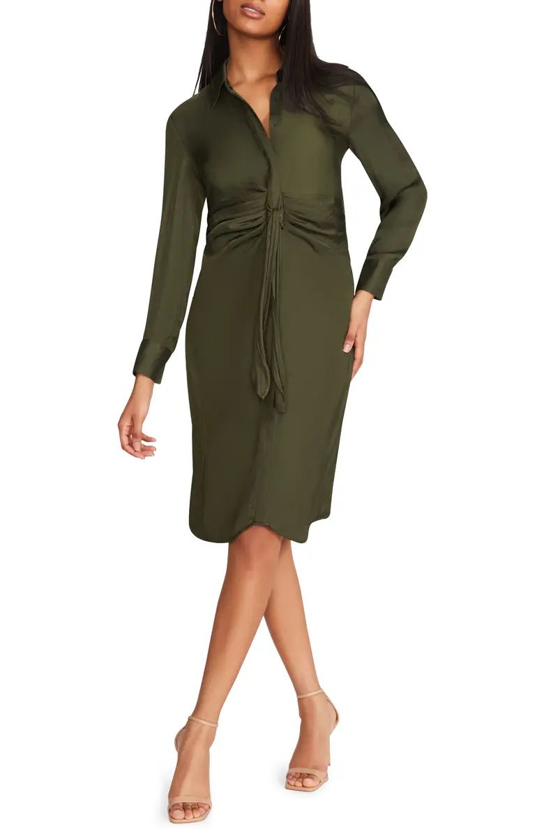 Tie of the Beholder Long Sleeve Satin Shirtdress | Nordstrom