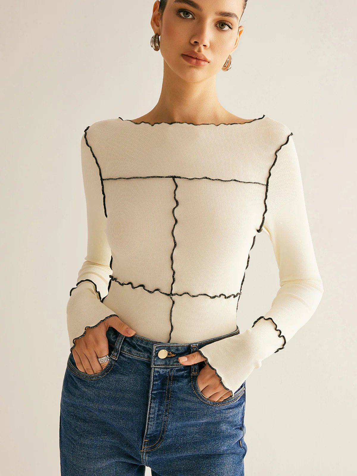 Lettuce Trim Long Sleeve Slim T-Shirt | Commense