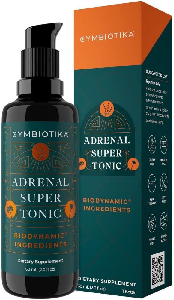 CYMBIOTIKA Adrenal Super Tonic Liquid Supplement with Ashwagandha, Zinc, Lavender, Holy Basil, fo... | Amazon (US)