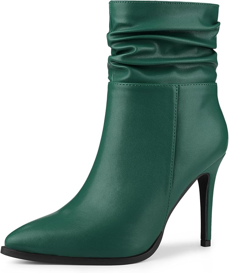 Allegra K Women's Slouched Pointed Toe Stiletto Heels Ankle Boot | Amazon (US)