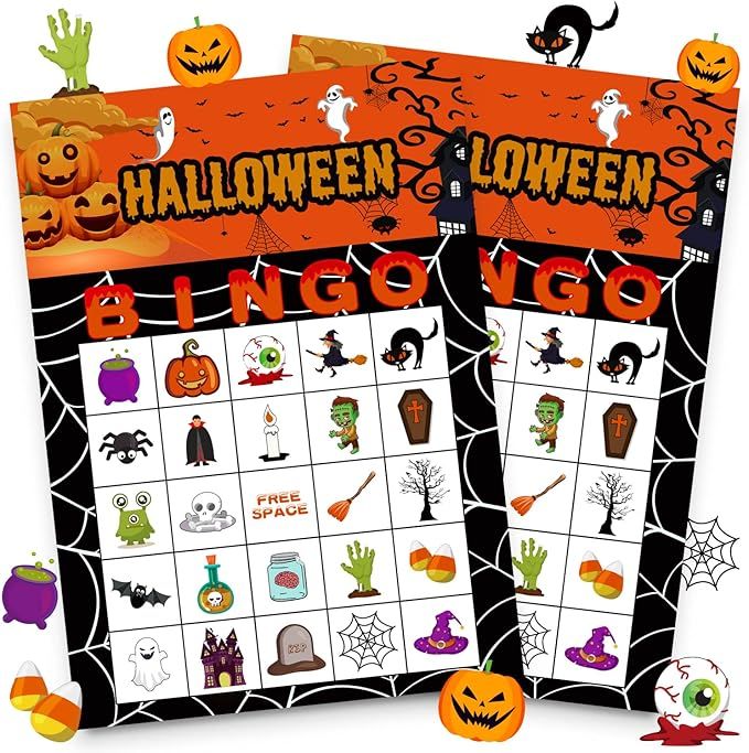40 Players Halloween Bingo Game Cards - Hallowmas Goodie Bags Stuffers Gifts for Kids Holiday Act... | Amazon (US)