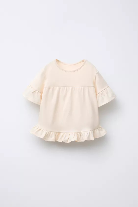 PLAIN RUFFLED T-SHIRT | Zara US