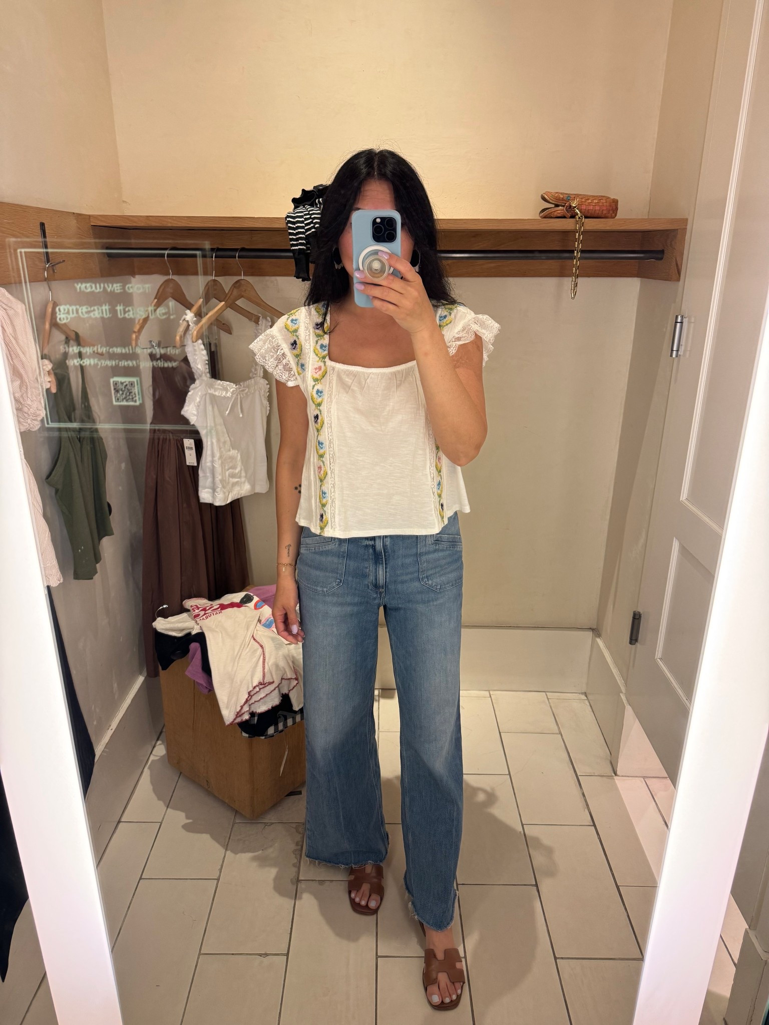 I immediately fell in love with this top. The embroidery and lace detail are perfectly feminine and the cut is so flattering. Paired with these @paigedenim jeans that I can’t stop wearing. 

#LTKStyleTip