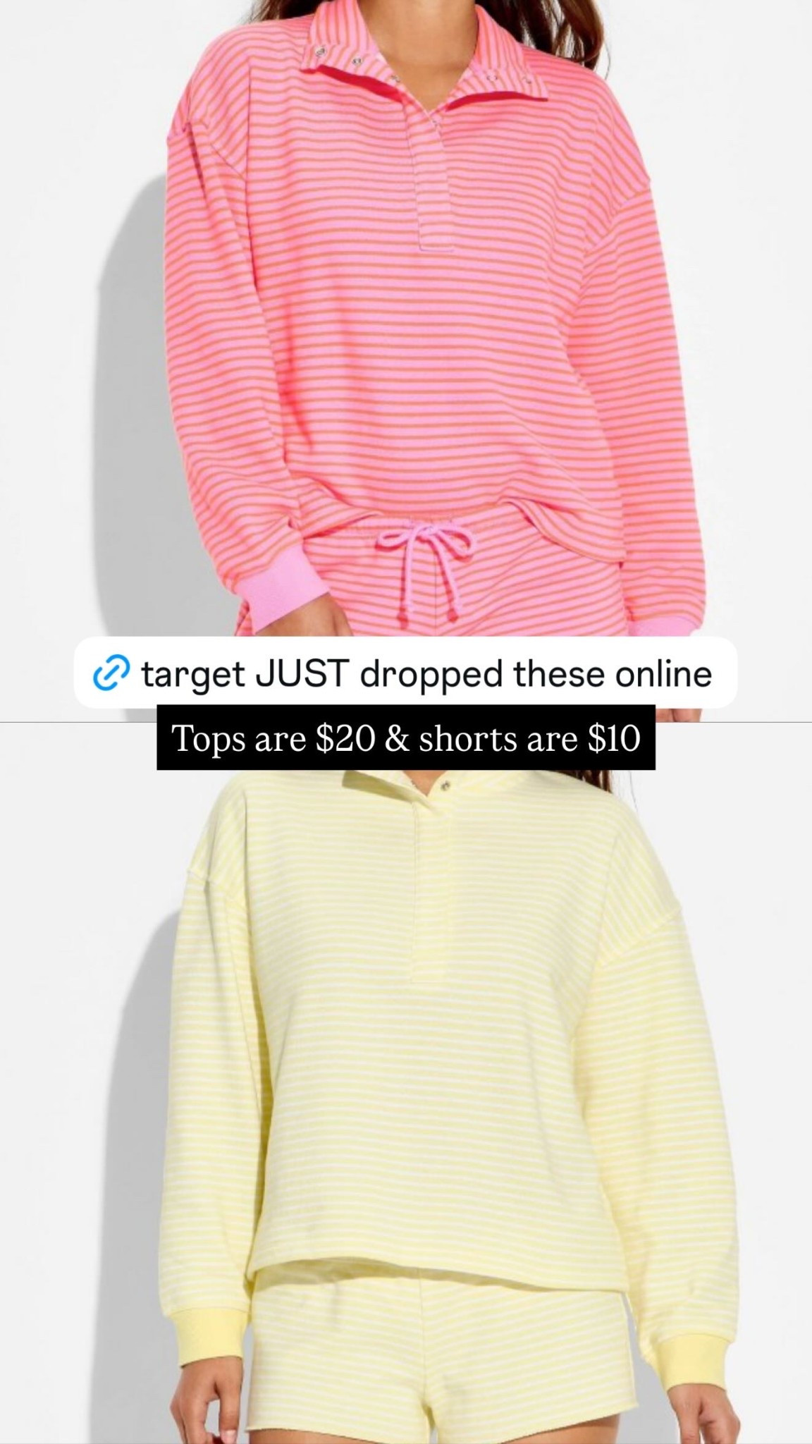 Tops are $20 & shorts are $10