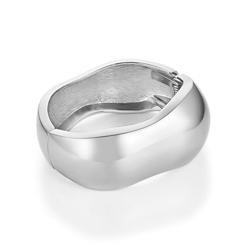 HZMAN Chunky Silver Cuff Bracelets for Women Thick Wide Bangle Bracelet Hammered Open Hinge Wrist Cuff Bracelet Jewelry Gift | Amazon (US)