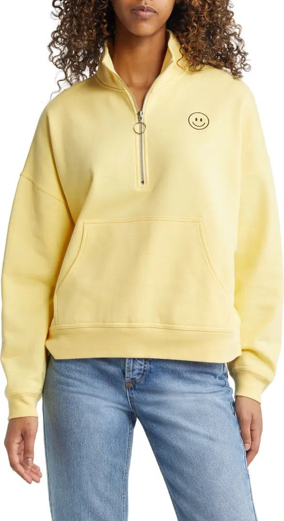 Vinyl Icons Smile Quarter Zip Cotton Blend Pullover | Nordstrom | Nordstrom