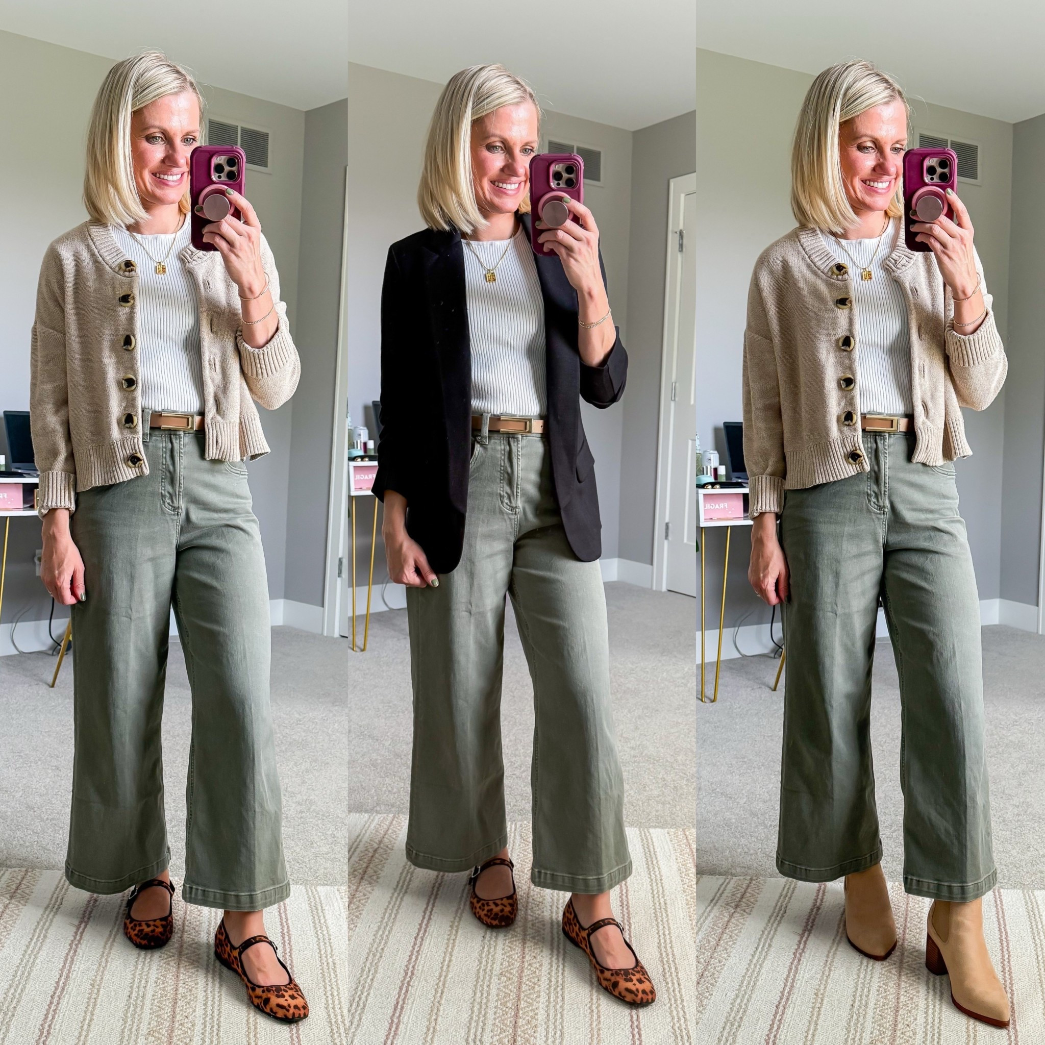 Fall outfit ideas with green cropped wide-leg jeans  

#LTKStyleTip #LTKPetite #LTKSeasonal