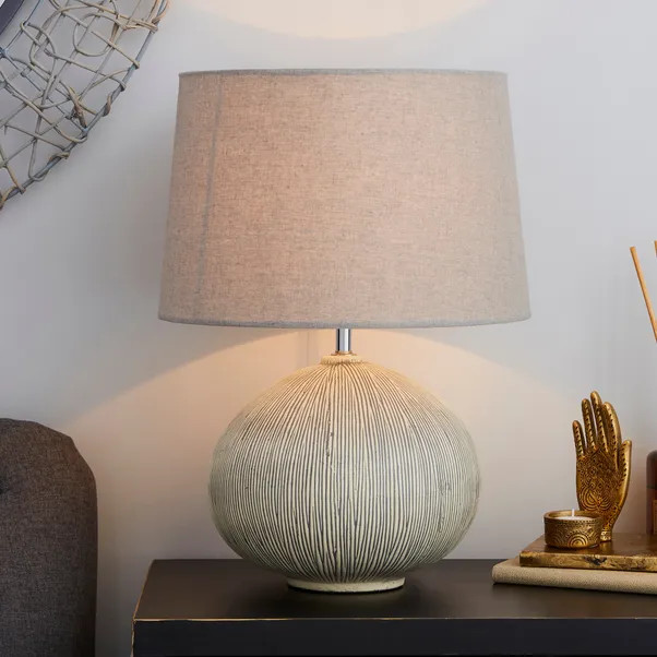 Dahlia Scratched Resin Grey Table Lamp | Dunelm (migrated)