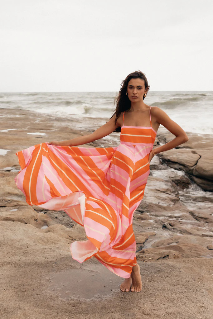 Collie Midi Dress - Orange Stripe | Petal & Pup (US)