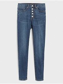 High-Rise Soft Touch Medium Wash Button-Fly Skinny Jean | Banana Republic Factory